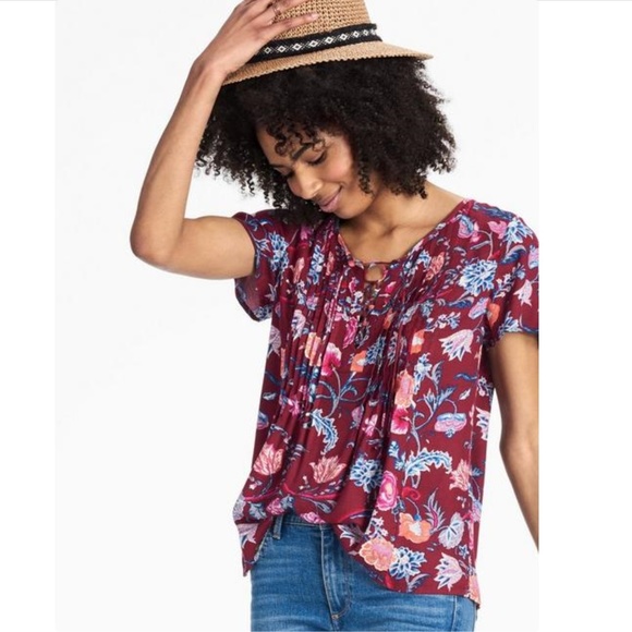 Lucky Brand Tops - Lucky Brand red floral peasant top